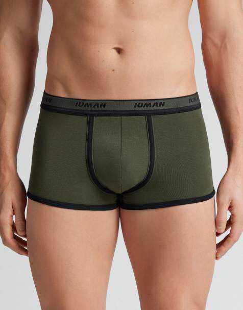 Intimissimi Superior cotton boxers with logo in green/black - view 1