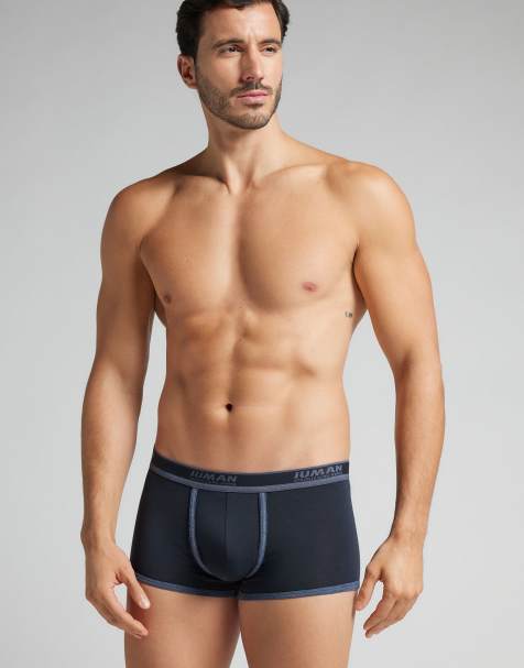 Intimissimi Superior cotton boxers with logo in midnight blue denim blue blend - view 1