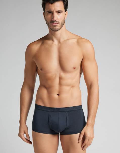 Intimissimi Superior cotton boxers with logo in midnight blue - view 1