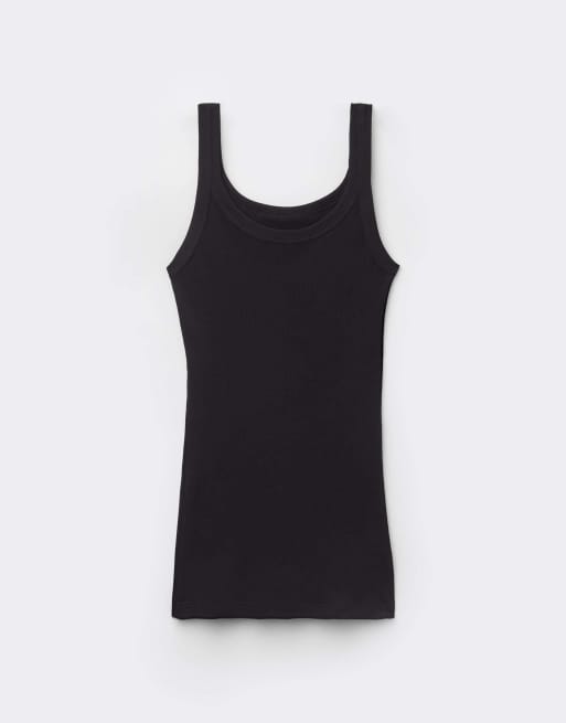 Intimissimi Superior cotton racer back vest top in black, 5 of 6
