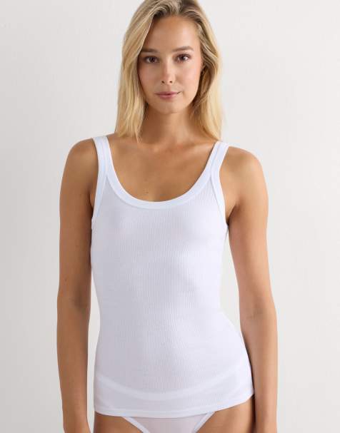 Intimissimi Superior cotton racer back vest top in white - view 1