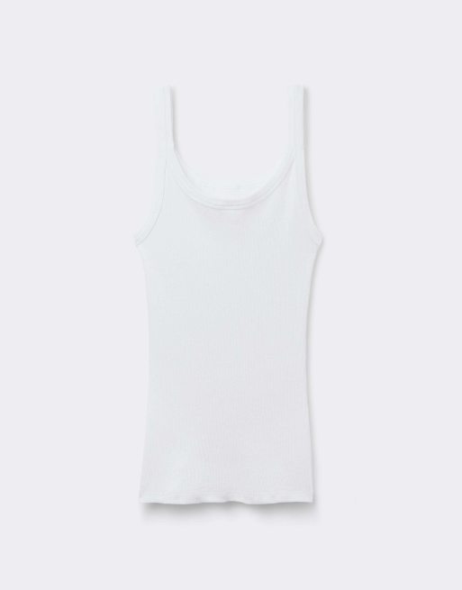 Intimissimi Superior cotton racer back vest top in white, 5 of 6