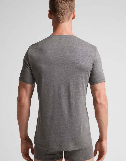 Intimissimi Superior cotton t-shirt in charcoal grey melange, 2 of 5