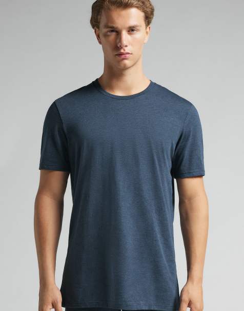 Intimissimi Superior cotton t-shirt in ink blue melange