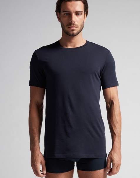 Intimissimi Superior cotton t-shirt in midnight blue - view 1