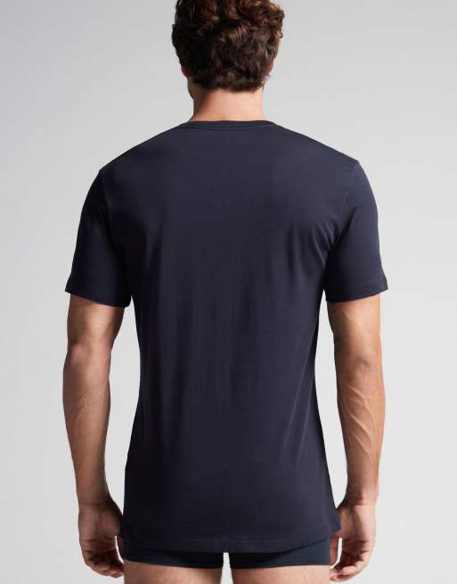 Intimissimi Superior cotton t-shirt in midnight blue, 2 of 4