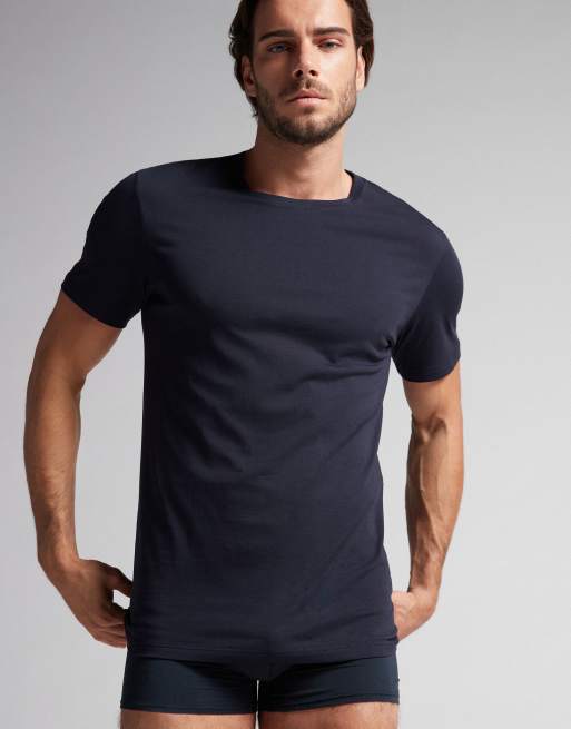 Intimissimi Superior cotton t-shirt in midnight blue, 3 of 4