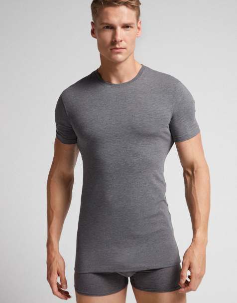 Intimissimi Superior stretch cotton t-shirt in charcoal grey melange