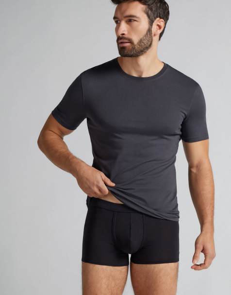 Intimissimi Superior stretch cotton t-shirt in dark grey - view 1