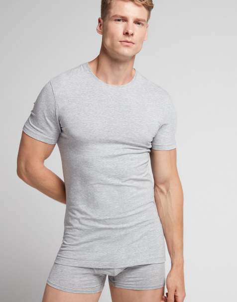 Intimissimi Superior stretch cotton t-shirt in light grey melange - view 1