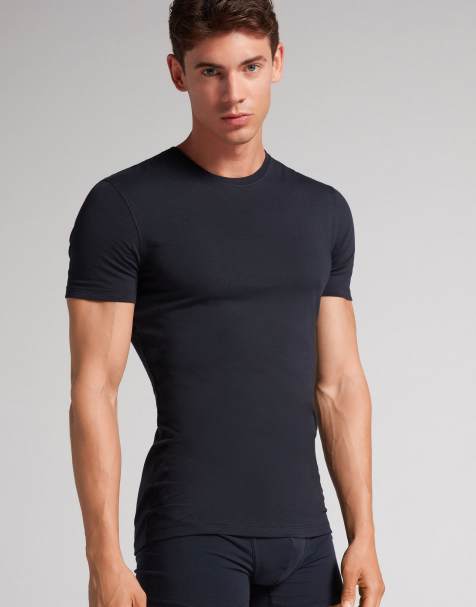 Intimissimi Superior stretch cotton t-shirt in midnight blue
