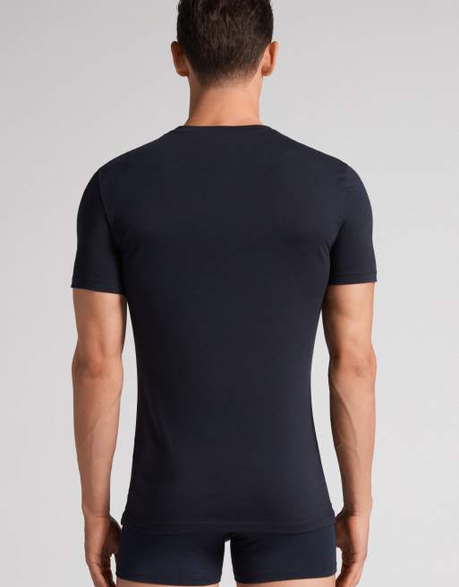Intimissimi Superior stretch cotton t-shirt in midnight blue, 2 of 4