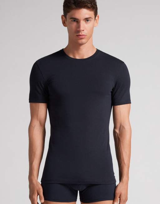 Intimissimi Superior stretch cotton t-shirt in midnight blue, 4 of 4