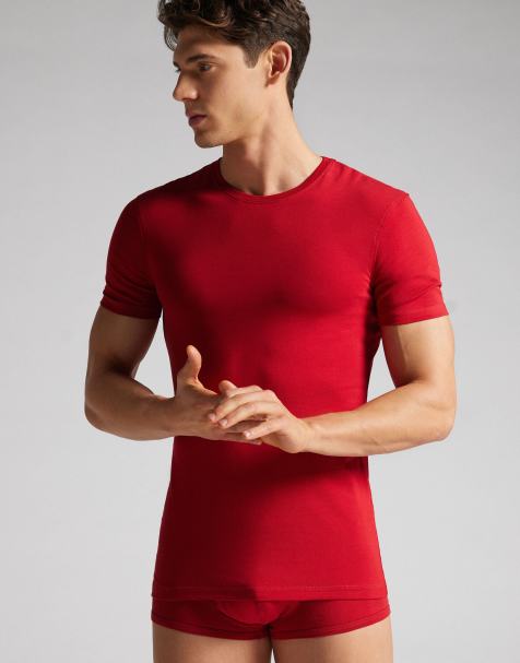 Intimissimi Superior stretch cotton t-shirt in red