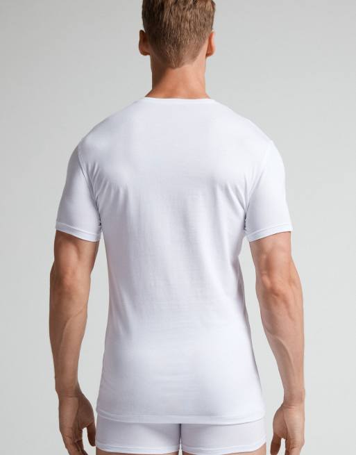 Intimissimi Superior stretch cotton t-shirt in white, 2 of 5