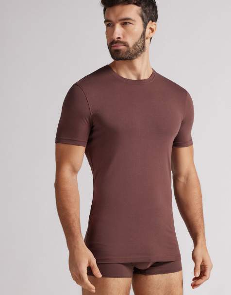 Intimissimi Superior stretch cotton t-shirt in wine purple