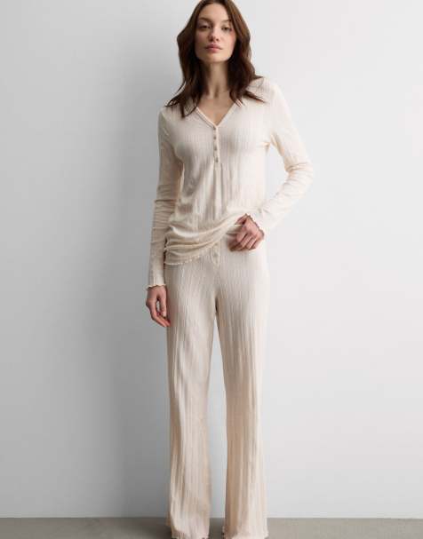 Intimissimi Sweet pointelle full-length pyjamas in almond rose melange - view 1