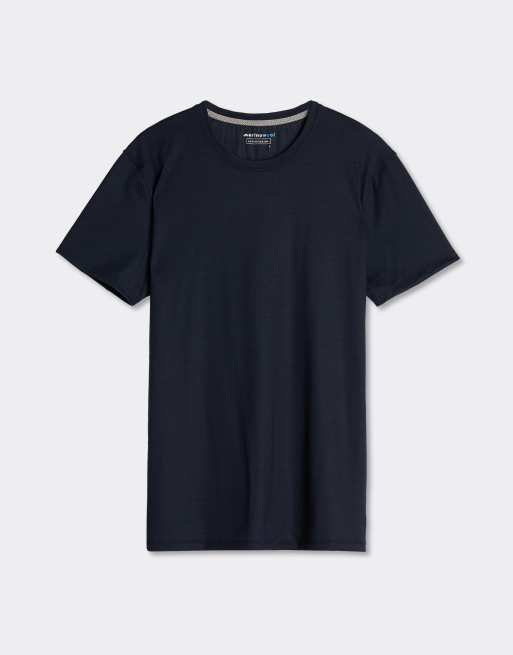 Intimissimi T-shirt in stretch merino wool in midnight blue, 2 of 3