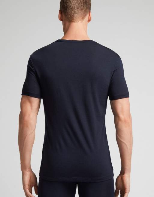 Intimissimi T-shirt in stretch merino wool in midnight blue, 3 of 3