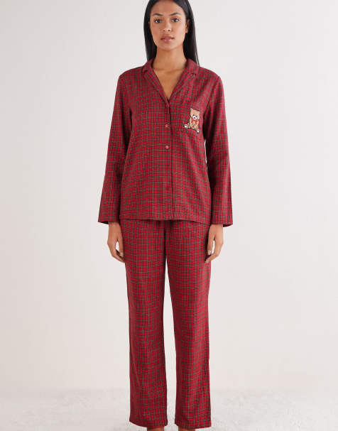 Intimissimi Tartan long pyjamas in red tartan print - view 1