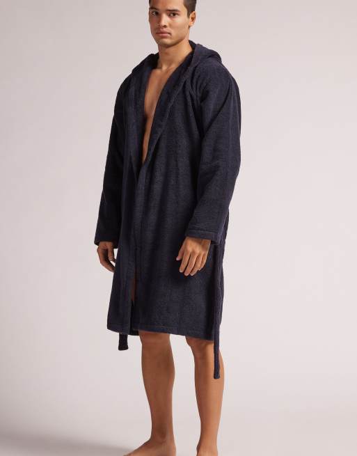 Intimissimi Terry cotton dressing gown in midnight blue
