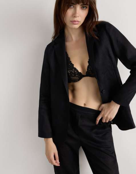 Intimissimi The pure linen plain-weave linen jacket in black - view 1