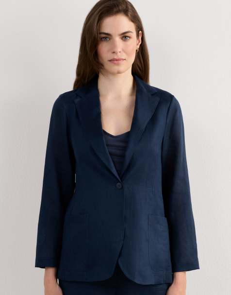 Intimissimi The pure linen plain-weave linen jacket in sailor blue - view 1