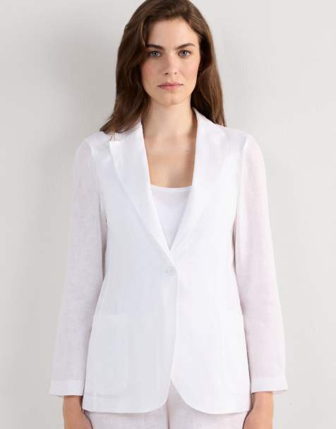 Intimissimi The pure linen plain-weave linen jacket in white - view 1