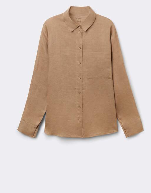 Intimissimi The pure linen plain-weave linen shirt in beige sabbia, 6 of 7