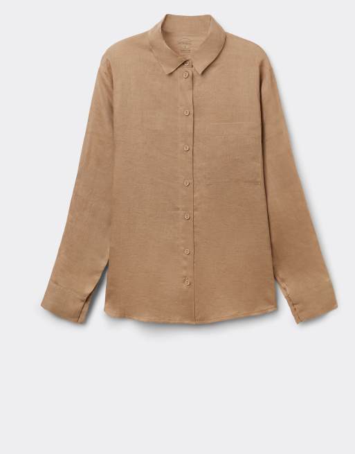 Intimissimi The pure linen plain-weave linen shirt in beige sabbia, 7 of 7