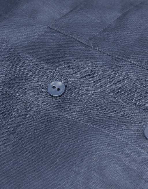 Intimissimi The pure linen plain-weave linen shirt in denim blue, 6 of 7