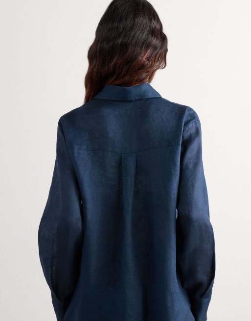 Intimissimi The pure linen plain-weave linen shirt in sailor blue, 2 of 7