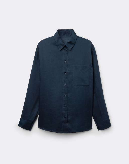 Intimissimi The pure linen plain-weave linen shirt in sailor blue, 5 of 7