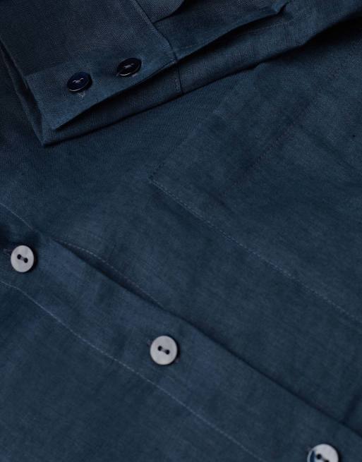 Intimissimi The pure linen plain-weave linen shirt in sailor blue, 6 of 7