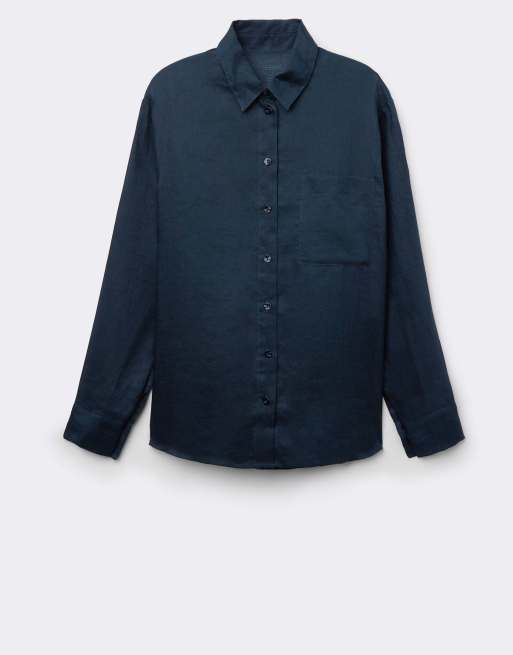 Intimissimi The pure linen plain-weave linen shirt in sailor blue, 7 of 7