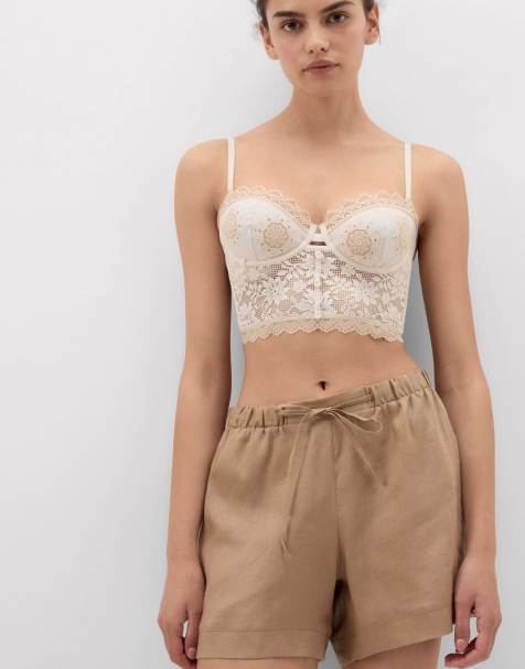 Intimissimi The pure linen plain-weave linen shorts in beige sabbia