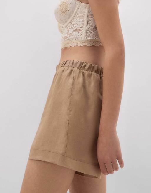 Intimissimi The pure linen plain-weave linen shorts in beige sabbia, 3 of 6