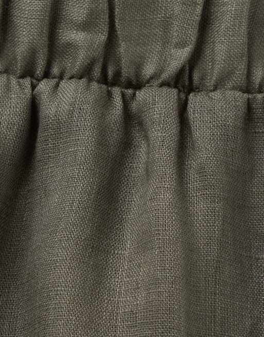 Intimissimi The pure linen plain-weave linen shorts in safari green, 6 of 6