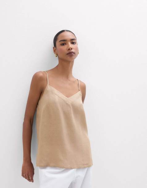 Intimissimi The pure linen plain-weave linen top in beige sabbia - view 1