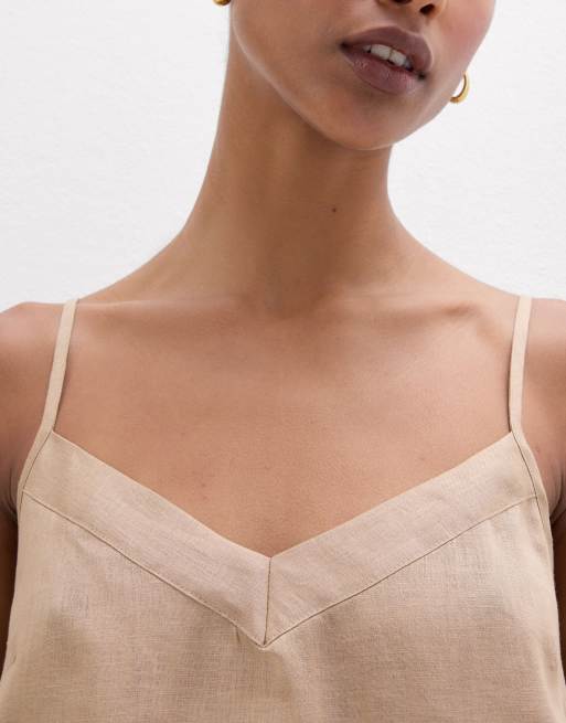 Intimissimi The pure linen plain-weave linen top in beige sabbia, 3 of 4