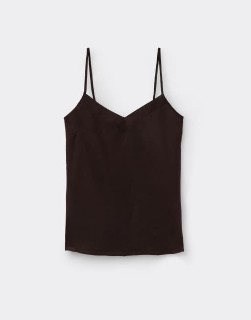 Intimissimi The pure linen plain-weave linen top in moka brown, 5 of 6