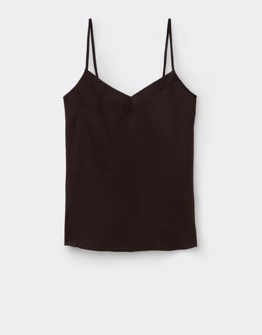 Intimissimi The pure linen plain-weave linen top in moka brown, 6 of 6