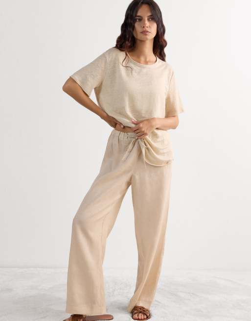 Intimissimi The pure linen trousers in beige rope