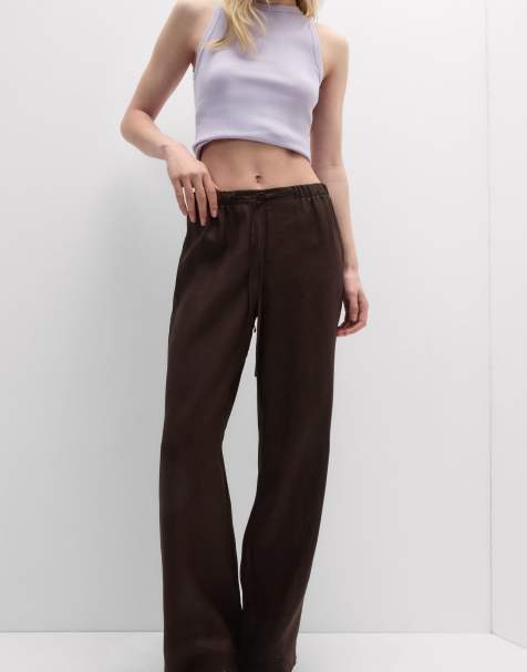 Intimissimi The pure linen trousers in moka brown - view 1