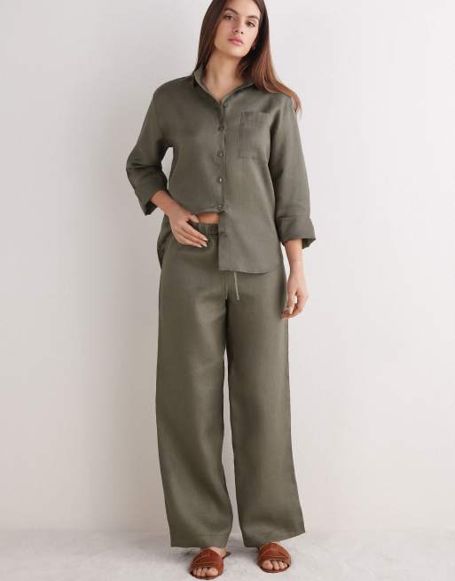 Intimissimi The pure linen trousers in safari green