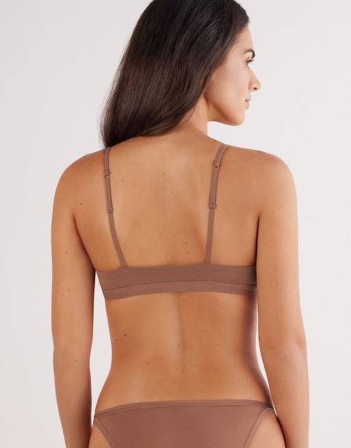 Intimissimi Tiziana ultralight cotton triangle bra in caramel dark beige, 2 of 4