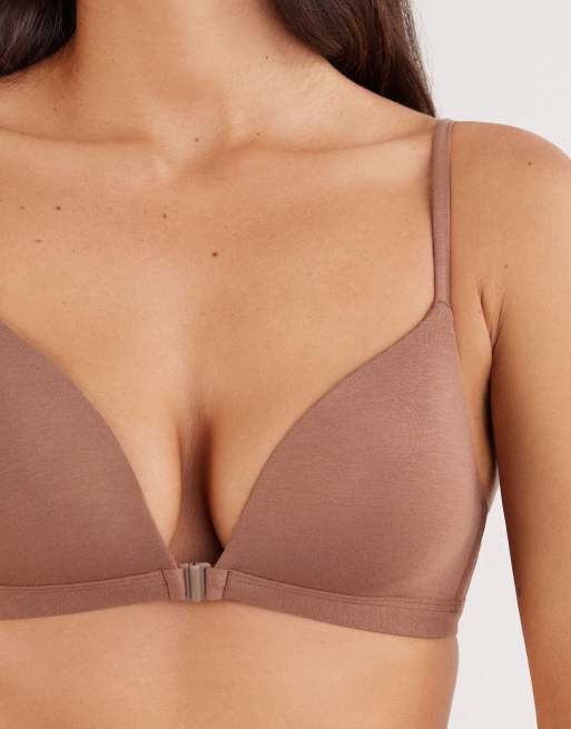 Intimissimi Tiziana ultralight cotton triangle bra in caramel dark beige, 3 of 4