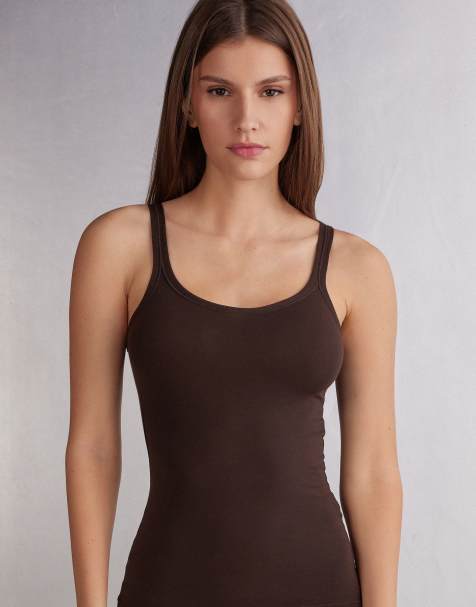 Intimissimi Ultralight cotton top in mocha brown - view 1