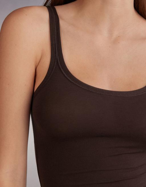Intimissimi Ultralight cotton top in mocha brown, 3 of 4