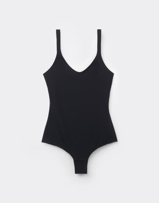 Intimissimi Ultralight cotton vest body in black, 5 of 6